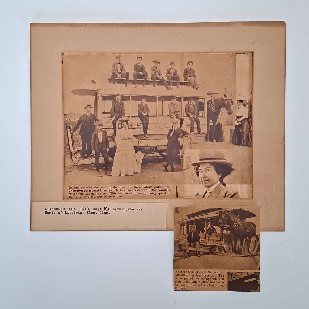 Antique 1909 Cherrelyn Horse Car Denver Colorado Newspaper Scrapbook Displayโ